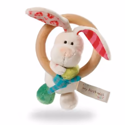 NICI Wooden grasp ring Rabbit Tilli, Peluche lapin