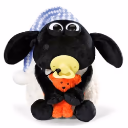 Peluche - NICI - Shaun le Mouton - Timmy avec Petit Ours - 25 cm - Blanc/Noir