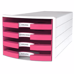 HAN IMPULS, Plastique, Polystyrène, Rose, Blanc, C4, A4, Paysage, 4 tiroir(s)