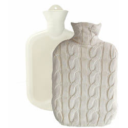 Sänger - Bouillotte en caoutchouc eau chaude ou froide avec housse coton - 2 l - Plaid - Beige beige