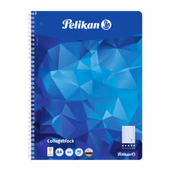 Pelikan 100076, Bleu, 80 feuilles, Papier ligné, A4, 90 g/m², Reliure spiralée