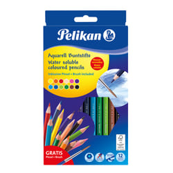Pelikan 700672 crayon de couleur Noir, Bleu, Marron, Vert, Bleu clair, Vert clair, Orange, Pêche, Rose, Rouge, Violet, Jaune 12 pièce(s)