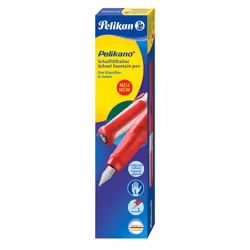 Pelikan P481, Rouge, Système de remplissage cartouche, Acier inoxydable, Pour gaucher, Allemagne, Boîte