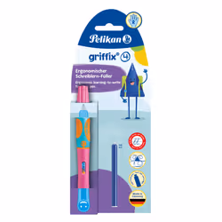 Pelikan griffix, Rose, Système de remplissage cartouche, Bleu, Plastique, Acier inoxydable, Pour droitier