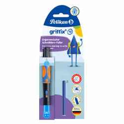 Pelikan griffix, Noir, Système de remplissage cartouche, Bleu, Plastique, Acier inoxydable, Pour droitier