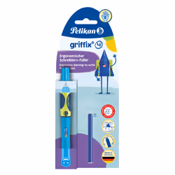 Pelikan griffix, Bleu, Système de remplissage cartouche, Bleu, Plastique, Acier inoxydable, Pour droitier