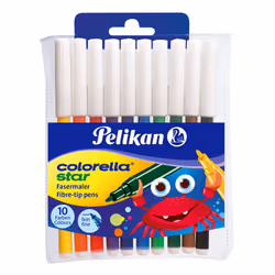 Pelikan Colorella® Star C 302/10 Pointe fine, Fin, 10 couleurs, Noir, Bleu, Marron, Cyan, Vert, Orange, Rouge, Violet, Jaune, ...