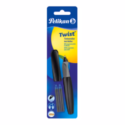 Pelikan Twist, Stylo à bille retractable par rotation, Noir, Bleu, Fin, Ambidextre, Allemagne