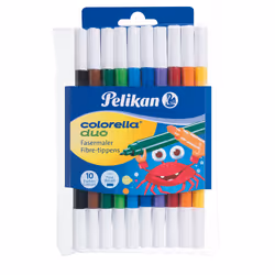 Pelikan Etui COLORELLA DUO C407/10, Couleurs ass., Fin, 10 couleurs, Multicolore, Pointe ogive, Multicolore, Rond