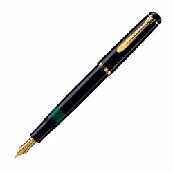 Pelikan M200, Noir, Or, Système de remplissage cartouche, Résine, Plume arrondie, Or/acier inox, Fin