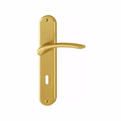 Garniture en aluminium sur plaques longues, pour portes intérieures. Fixation traversante. Dimensions : 217 x 40 mm Entraxe d ...