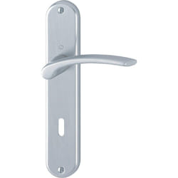 Béquille double sur plaque Type Ibiza aluminium entraxe 195 mm finition chromé satiné bec de cane Hoppe