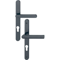 Ensemble poignées pour portes-fenêtres Hamburg plaque étroite - Carré de 7 - Entraxe 70 mm - Epaisseur 78-87 - Noir mat Hoppe 12003992