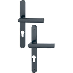 Hoppe - Ensemble poignées pour portes-fenêtres Hamburg plaque étroite - Carré de 7 - Entraxe 70 mm - Epaisseur 78-87 - Noir mat 12004182