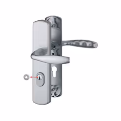Ensemble de sécurité New York 1810H/3452A-ZA/3450 Aspect Inox 37-42 mm - Clé i - HOPPE AG - 10714251 - Garniture HOPPE en alu ...
