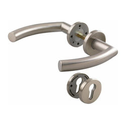 Poignée de porte sur rosace inox mat - Clé i - Trondheim Hoppe et cie