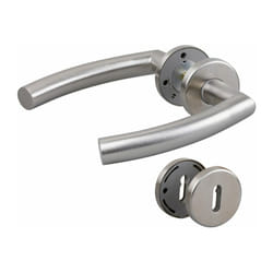 Hoppe - Poignée de porte sur rosace inox mat - Clé l - Trondheim et cie