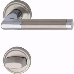 Garniture pour porte intérieure Capri HOPPE laiton chromé aspect inox mat - 282 - Garniture complète en laiton sur rosace ave ...