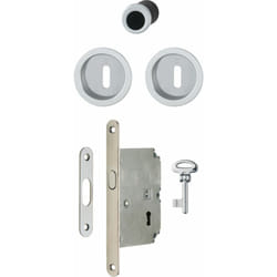 Hoppe - set porte coulissante F94-1 alu aspectchrome satine cle l