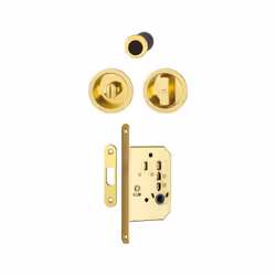 Set 1 aluminium pour porte coulissante 4920 F271 ronde aspect doré brillant, aveugle sans gâche, cuvette + doigt - HOPPE - 39 ...