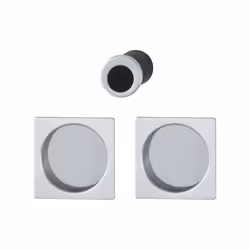 Set 5 aluminium pour porte coulissante 4921 F94-1 carré aspect chromé satiné, aveugle sans gâche, cuvette + doigt - HOPPE - 3 ...