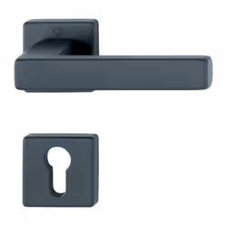 Poignée de porte Toulon sur rosace carrée – fonction à clé I Finition noir mat – design moderne et géométrique Aluminium – po ...