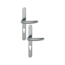 Hoppe - Ensemble de porte-fenêtre plaque étroite Atlanta 1530/300LMSGL 195mm Asp.inox F9 Clé i Entr.70 C.7 - ép.78/87 - 3506488
