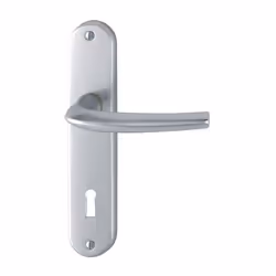 Garniture en aluminium sur plaques courtes, pour portes intérieures. Pour entraxe de serrure de 70 mm. - entraxe 165 mm, plaq ...