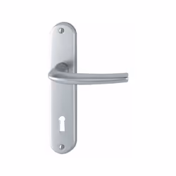 Garniture en aluminium sur plaques courtes, pour portes intérieures. Pour entraxe de serrure de 70 mm. - entraxe 165 mm, plaq ...
