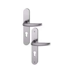 Ensemble de porte plaque large Atlanta HOPPE 1530/300M aspect inox F9 - 195mm - Clé i - entr.7/70 C7 ép.78/87mm - 3609170 - . ...