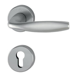 Poignée de porte sur rosace ronde - New York - Hoppe - inox mat - Clé I