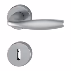 Poignée de porte sur rosace ronde – finition inox mat F9 Fonction à clé L – pour verrouillage intérieur Aluminium – rosaces Ø ...