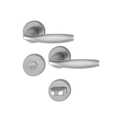 Hoppe - Paire de béquilles sur rosace New-York 1810/42K/42KS Aspect Inox - Bec de cane condamnation - 3736208