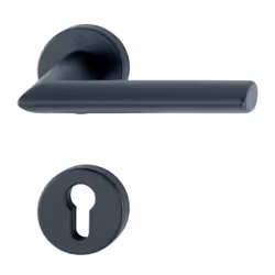 Poignée de porte sur rosace ronde – finition noir mat F9714M Fonction clé I – verrouillage avec cylindre européen Rosaces Ø52 ...