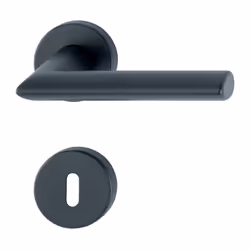 Poignée de porte sur rosace ronde – finition noir mat F9714M Fonction clé L – pour portes intérieures avec serrure à clé Alum ...