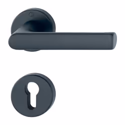 Poignée de porte sur rosace ronde – finition noir mat F9714M Compatible fonction clé I – serrure européenne standard Aluminiu ...