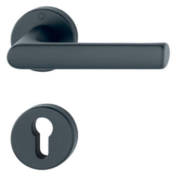 Hoppe - Ensemble sur rosaces Ligne Hambourg carré de 7 mm pour porte ep 35-45 mm finition aspect inox F9 bec-de-cane