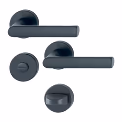 Poignée de porte sur rosace ronde – finition noir mat F9714M Compatible fonction condamnation – verrouillage pour porte de sa ...