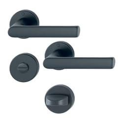 Hoppe - Ensemble sur rosaces Ligne Hambourg carré de 7 mm pour porte ep 37-42 mm finition noir mat condamnation