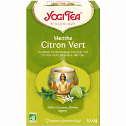YOGI TEA Menthe Citron Vert 17 x 1.8 g, Infusion de plantes, 30,6 g, 1,8 g, Réglisse*, citron vert*, menthe en épi*, menthe p ...