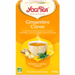 YOGI TEA Gingembre Citron 17 x 1.8 g, Infusion de plantes, 30,6 g, 1,8 g, Gingembre*, réglisse*, citronnelle*, poivre noir*, ...
