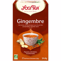 YOGI TEA Gingembre 17 x 1.8 g, Infusion de plantes, 30,6 g, 1,8 g, Gingembre*, citronnelle*, réglisse*, menthe poivrée*, poiv ...
