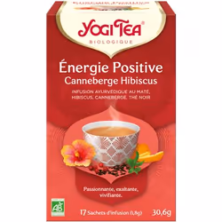 YOGI TEA Énergie Positive Canneberge Hibiscus 17 x 1.8 g, Infusion de plantes, 30,6 g, 1,8 g, Thé noir (Assam)*, hibiscus*, m ...