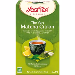 YOGI TEA Thé Vert Matcha Citron 17 x 1.8 g, Infusion de plantes, 30,6 g, 1,8 g, Thé vert*, (tencha*, sencha*, matcha*), citro ...