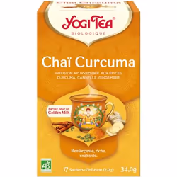 YOGI TEA Chaï Curcuma 17 x 1.8 g, Thé parfum aromatisé, 34 g, 1,8 g, Curcuma*, cannelle*, réglisse*, gingembre*, cardamome*,  ...