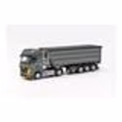 Miniatures montées - Mercedes Actros Camion-Benne Gris / Jaune 1/87 Herpa