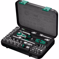 Wera 05003533001, Ensemble de clés à douille, 42 pièce(s), Noir, Chrome, Vert, CE, Manche de clé