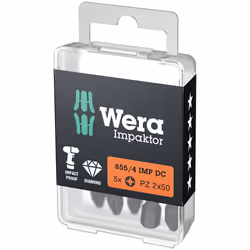 Wera 855/4 IMP DC PZ DIY, 5 pièce(s), Cruciforme, PZ 3, 50 mm, 50 mm, 17 mm