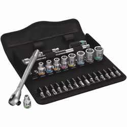 Wera 8100 SA 7, Ensemble de clés à douille, Noir, Chrome, CE, Manche de clé, 2 pièce(s), 1/4"