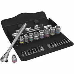 Wera 8100 SB 8, Ensemble de clés à douille, Noir, Chrome, CE, Manche de clé, 1 pièce(s), 3/8"